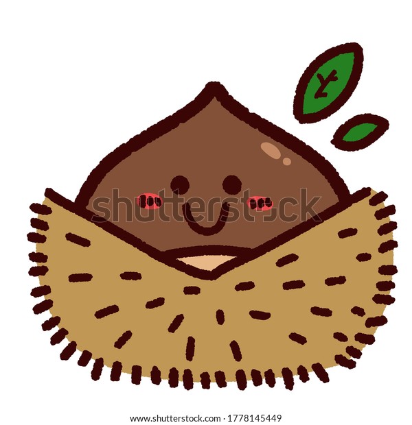 Illustration Cute Chestnut Character Facial Expression Stock Illustration
