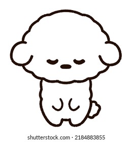 Illustration Of A Cute Dog Bowing. The Breed Is Bichon Frisé.