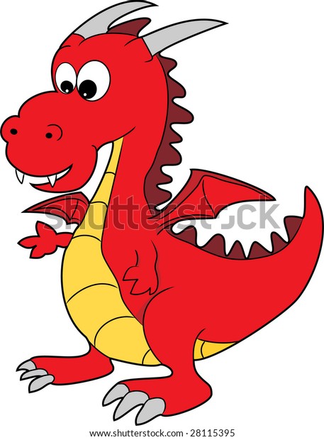 Illustration Cute Red Cartoon Happy Dragon Stock Illustration 28115395 ...