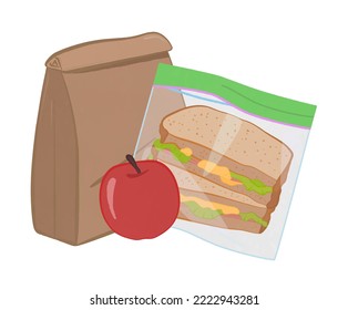 Illustration Of Cute Sack Lunch Set