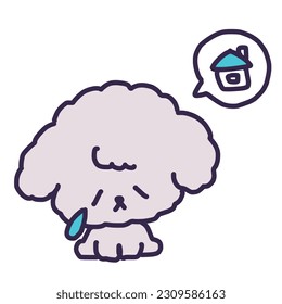 Illustration of a cute toy poodle dog lost and crying - Powered by Shutterstock