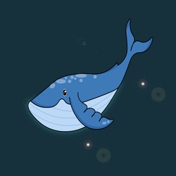 Illustration Of Cute Whale, Animal Of Sea, Mamals