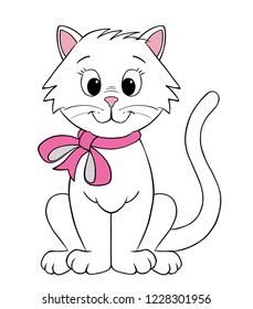 Illustration Cute Fat Cat Pink Bow Stock Vector (Royalty Free) 140035666