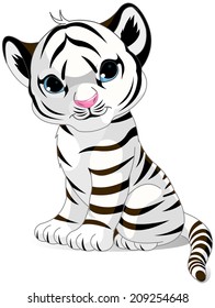 Illustration Of Cute White Tiger