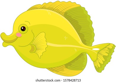 Illustration of cute yellow tang fish