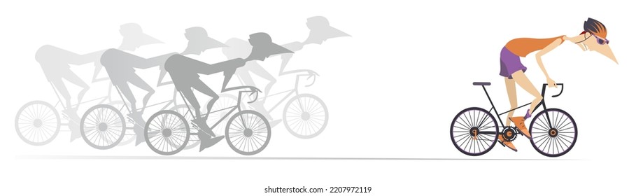 Illustration Of Cycling Race.
Cyclists In Competition. Winner, Isolated On White Background
