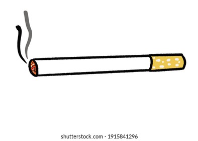Illustration of a dangerously addictive substance cigarette drawing on white background