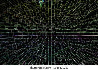 Illustration Dark And Light X Ray Vision Abstract - Building Blocks At Night - Digital Background