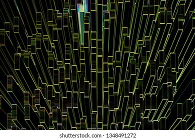 Illustration Dark And Light X Ray Vision Abstract - Building Blocks At Night - Digital Background