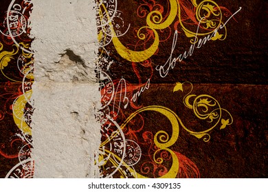 Illustration of decorative patterns on a wall