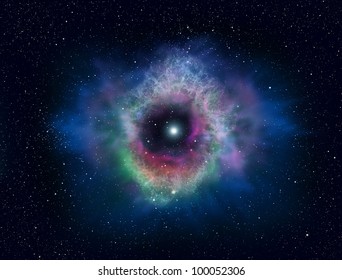 Illustration Of A Deep Space Nebula. Star Formation.