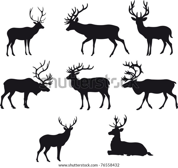 白い背景にイラトスと鹿のシルエット のイラスト素材