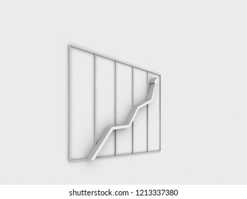 Illustration demonstrating success. Graph with a sharp rise top, business, victory, sales increase, great achievements, a symbol of success, 3D illustration, place for text
