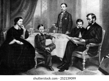 Illustration Depicting Abraham Lincoln Reading His Stock Illustration ...