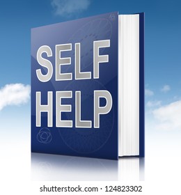 Illustration Depicting A Book With A Self Help Concept Title. Sky Background.