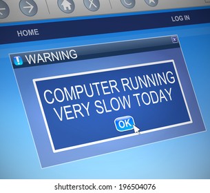 Illustration Depicting A Computer Dialogue Box With A Slow Computer Concept.