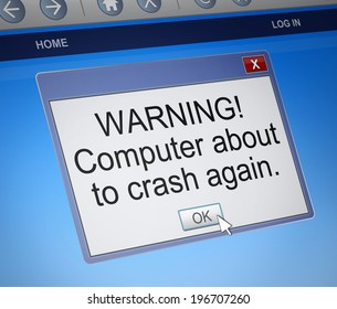 Illustration Depicting A Computer Dialogue Box With A Crash Concept.