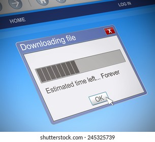 Illustration Depicting A Computer Message Box With A Slow Download Concept.