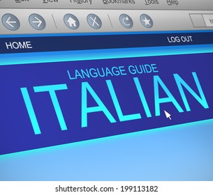 Illustration depicting a computer screen capture with an Italian  language concept.