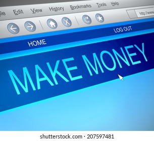 Illustration depicting a computer screen capture with a making money concept.
