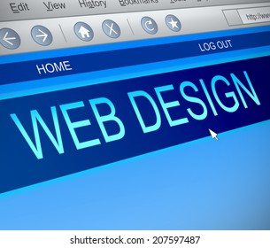 Illustration depicting a computer screen capture with a web design concept.