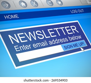Illustration depicting a computer screen capture with a newsletter concept.
