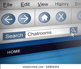 Illustration Depicting A Computer Screen Shot With A Chat Room Search Concept.