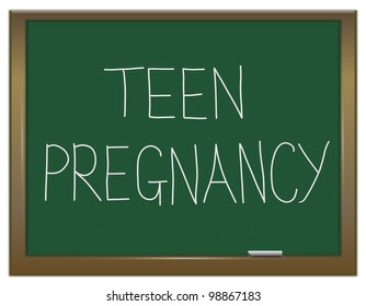 Illustration Depicting A Green Chalkboard With A Teen Pregnancy Concept Written On It.