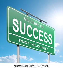 Illustration Depicting Green Roadsign Success Concept Stock 