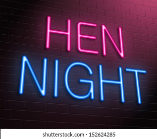 Illustration depicting an illuminated neon sign with a hen night concept. - Powered by Shutterstock