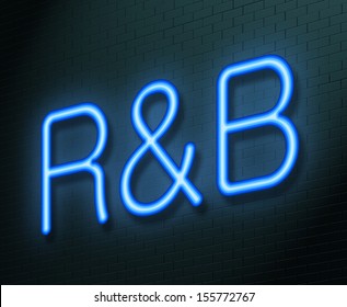 Illustration depicting an illuminated neon sign with an R&B concept.