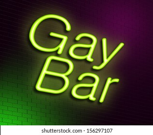 Illustration Depicting An Illuminated Neon Sign With A Gay Bar Concept.