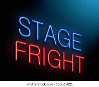 Illustration Depicting An Illuminated Neon Sign With A Stage Fright Concept.