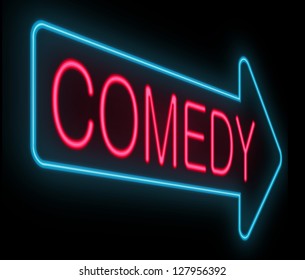 Illustration depicting a neon signage with a comedy concept.