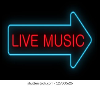 Illustration Depicting A Neon Signage With A Live Music Concept.