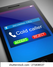 Illustration depicting a phone with a cold caller concept.