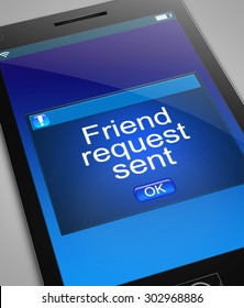 Illustration Depicting A Phone With A Friend Request Concept.