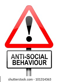 Illustration Depicting A Red And White Triangular Warning Sign With A Anti Social Behaviour Concept. White Background.