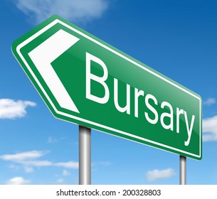 Illustration depicting a road sign with a bursary concept.