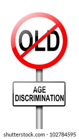 Illustration depicting a road traffic sign with an age discrimination concept. White background.