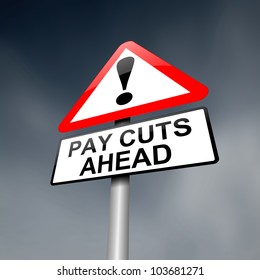 Illustration Depicting A Road Traffic Sign With A Pay Cut Concept. Dark Sky Background.