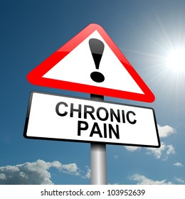 Illustration Depicting A Road Traffic Sign With A Pain Relief Concept. Blue Sky Background.