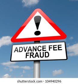 Illustration Depicting A Road Traffic Sign With An Advance Fee Fraud  Concept. Blue Sky Background.