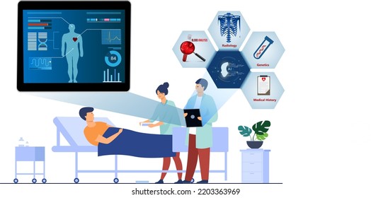 Illustration Depicting Role Of Artificial Intelligence In Decision Making For Patient Treatment In A Hospital