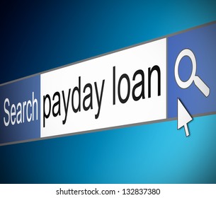 Illustration depicting a screen shot of an internet search bar containing a payday loan concept.