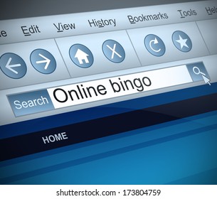 Illustration Depicting A Screen Shot Of An Online Bingo Internet Search.