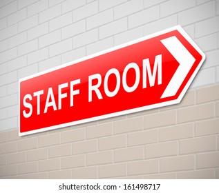 Illustration Depicting A Sign Directing To Staff Room.