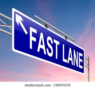 Illustration Depicting A Sign With A Fast Lane Concept.