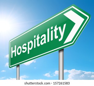 Illustration Depicting A Sign With A Hospitality Concept.