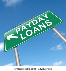 Illustration depicting a sign with a payday loans concept.